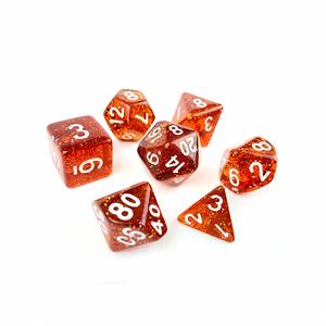 Juego de 7 dados poliédricos D20 de plástico acrílico con purpurina negra para juegos de rol D&D - Product Image 3