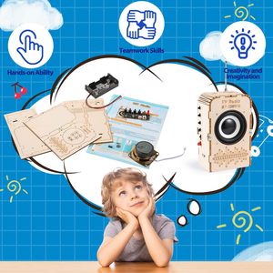 Kits scientifiques pour enfants Kits de tiges pour garçons et filles Construisez vos propres jouets radio FM Ensemble électronique en bois pour adolescents Meilleurs projets Cadeaux - Product Image 4