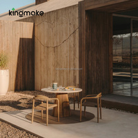 Table basse de luxe en béton poli pour la détente en extérieur, ensemble de table à manger en teck pour usage commercial et vente en gros