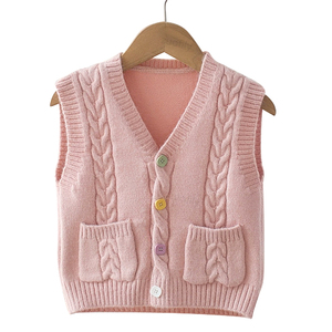 Frühling Mädchen Strickjacke Weste Mode Kinder Mädchen Rosa Strickweste Jacke Kinder Baby V-Ausschnitt Pullover Herbst Feste Weste