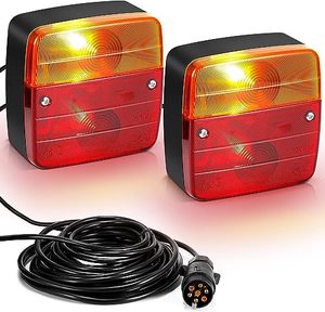 Emark <span class=keywords><strong>ไฟ</strong></span>ท้ายรถพ่วง<span class=keywords><strong>ไฟ</strong></span>ลากจูงฮาโลเจนแบบรวม12V โคมไฟหลังกันน้ำพร้อม<span class=keywords><strong>สาย</strong></span>สำหรับรถบรรทุกคาราวานรถแทรกเตอร์ - Product Image 2