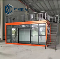 Restaurant conteneur empilable à deux niveaux Zhongchen avec unité modulaire portable jaune en haut et grise en bas pour bistro urbain