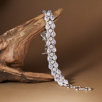 Bracelet tennis double rang en argent sterling S925 plaqué platine de luxe, avec tanzanite naturelle taille goutte et diamants, vente en gros