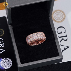 Hot Sale 3Rows Full Pave <b>Men</b> Moissanite <b>Ring</b> Pass Diamond Tester Hip Hop <b>Ring</b> Iced Out Moissnaite <b>Ring</b> - Product Image 6