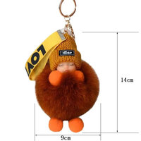 Vente en gros de poupée de sommeil boule de fourrure de renard doux porte-clés pendentif de sac en peluche avec porte-clés de voiture