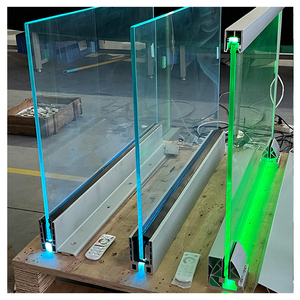 Terraço vidro guardrail varanda corrimão de vidro com alumínio luz led U canal villa cerca ao ar livre edifício balaustrada - Product Image 2