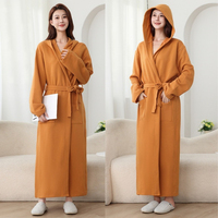 Peignoir de luxe élégant pour femme, 100 % coton, style long, design hôtelier, à capuche, séchage rapide, respirant