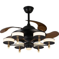 Personalización 40W LED ventilador de techo luz para cocina restaurante candelabro ventiladores de techo retráctiles