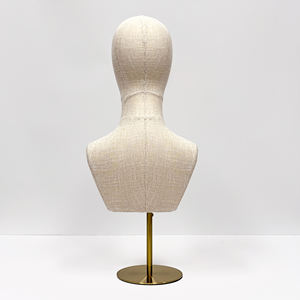 DELIANG Mannequin Tête Affichage Robe Forme Mannequin Buste Pin <span class=keywords><strong>Insert</strong></span> Mousse Recouvert Bambou Lin Tissu pour Perruques Boucles D'oreilles Chapeaux - Product Image 5