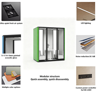 Cabine de réunion insonorisée modulaire moderne, cabine acoustique d'intimité avec éclairage LED, cabine d'isolation mobile pour bureau, télétravail, vidéoconférence