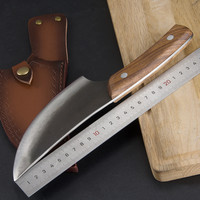 Couteau de chasse et de boucherie Xingye Yangjiang Factory, lame pleine, 5,5 pouces, forgé à la main, avec étui en cuir