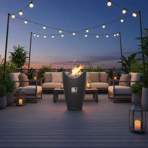 Le choix de l'<span class=keywords><strong>architecte</strong></span> : foyer à gaz en béton moderne - <span class=keywords><strong>table</strong></span> de foyer extérieur portable avec chauffage de 65000 BTU - Product Image 4