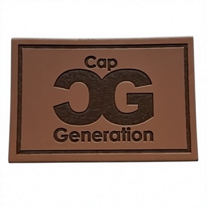 Custom Logo Round Debossed Genuine Leather Patch Embossed Brown Leather <b>Label</b> Tag for Beanies Hats Bags Jeans - Product Image 1
