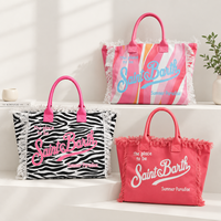 Sac fourre-tout de plage personnalisé en toile à franges, grand sac à main d'été pour les vacances, sac à bandoulière imprimé pour femme avec bordure à franges