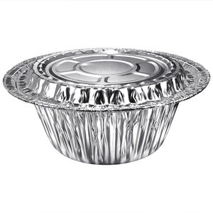 Recipiente Redondo de Aluminio con Tapa para Llevar, Envase Desechable para Alimentos - Product Image 1