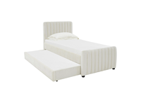 Lit d'enfant en velours capitonné, adorable, avec lit gigogne, beige, vente chaude