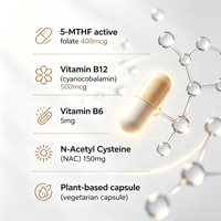 Inkea Bioactive Folate Capsules Soutien Cœur et Cerveau Adulte Antioxydant Anti-Fatigue Sans OGM Sans Gluten Végétarien 60
