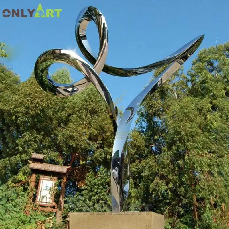 Custom Outdoor Garden Large Statue Metal Abstract Mirror Art Stainless Steel Sculpture