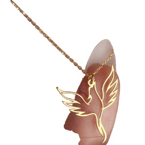 Collar con Colgante de Plata con Diseño de Fénix, Chapado en Oro de 18k, Acero Inoxidable, Resistente al Deslustre - Product Image 1