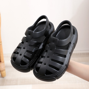 Sandalias de EVA Gruesas para Exteriores con Punta Abierta, Correa con Hebilla, Antideslizantes, para Todas las Estaciones, Color Beige Sólido, Parte Superior de PU para Mujer - Product Image 6