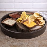 Ensemble de 4 bols à fruits carrés en bois d'acacia unique pour la cuisine, petit bol en bois brun pour les noix