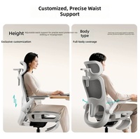Chaise ergonomique moderne en maille avec repose-pieds réglable, support lombaire dynamique à ailettes, accoudoirs 5D et base en acier pour bureau de direction