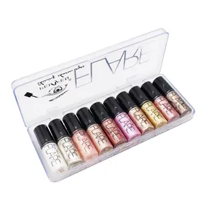 Kit de delineador de ojos líquido con purpurina PNF, 10 colores/caja, polvo brillante, líquido brillante delineador de ojos, delineador de Ojos de gusano de seda