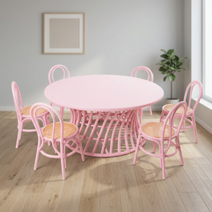 Juego de mesa y silla de ratán rosa al por mayor para niños, juego de mesa y silla para fiestas, cumpleaños... - Product Image 3