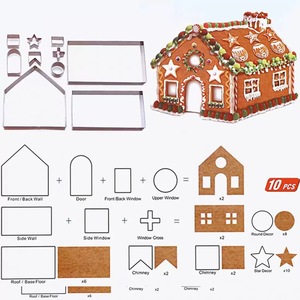 Ensemble de 11 <span class=keywords><strong>emporte</strong></span>-pièces 3D pour arbre de Noël durables avec spatule en silicone pour la décoration créative de biscuits de Noël - Product Image 1