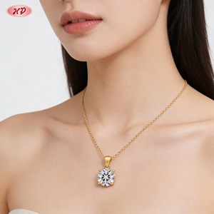 สร้อยคอทองเหลืองชุบทอง 18K พร้อมจี้เพชรทรงกลมคุณภาพ AAA สำหรับผู้หญิง เครื่องประดับแฟชั่นสำหรับวันครบรอบ - Product Image 2