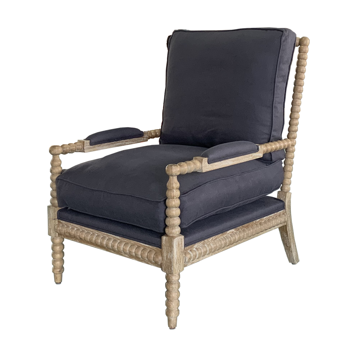 charcoal linen/white washed oak frame