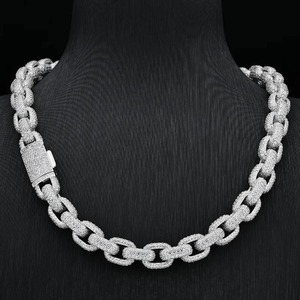 Cadena Cubana de Moissanita Más Vendida, Estilo Hip Hop, Chapada en Oro, para Hombres y Mujeres, Disponible en Grandes Cantidades - Product Image 3