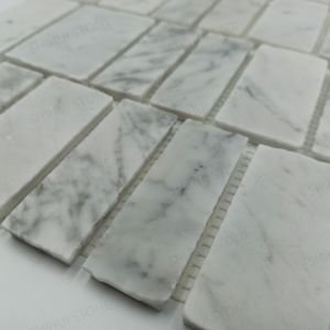 UnionStone Hot <b>Sale</b> Carrara White Marble Square Natural Split Edge Mosaic Tile <b>for</b> Bathroom Tiles Polished Backsplash - Product Image 3