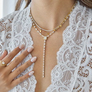 <span class=keywords><strong>Collier</strong></span> Tendance Doré Anti-Ternissement en Acier Inoxydable Véritable 18K, Beaux Bijoux Zircon pour Femmes - Product Image 3