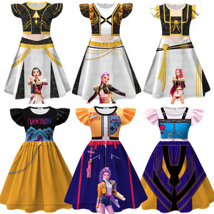 Vestido de cosplay de dibujos animados para niñas Huntrix Rumi Mira Zoey, de gasa con corte en A, estampado digital 3D, disfraz de Halloween, fuente transfronteriza - Product Image 1