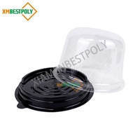 Récipient en plastique jetable de gâteau de couvercle de dôme avec la base noire en gros