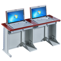 Bureau d'ordinateur à écran rabattable pour mobilier de laboratoire double siège pour école/poste de travail PC