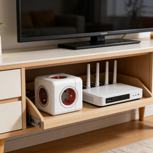 Enchufe de Pared Finland Cube con 4 Tomas de Corriente Alterna y 3 Puertos USB, Protección Contra Sobretensiones, Certificación CE para Hogares Finlandeses - Product Image 1