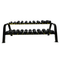 Vente en gros d'haltères hexagonaux fixes en caoutchouc noir équipement de musculation de gymnastique à domicile ensemble d'haltères à poids libres