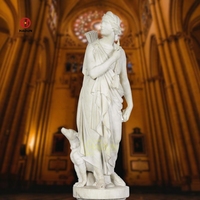 Statue Diana de chasseur en marbre grandeur nature sculptée à la main en pierre naturelle de jardin