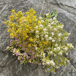 Bouquet de fleurs artificielles Suzume II, 5 tiges, 150 têtes, petite poignée, ciel étoilé, blanc, jaune, rose clair, bleu clair, violet, 34 cm - Product Image 3