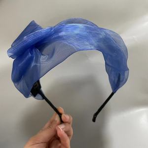 HZO-25029 elegante Tulle ampia parrucca alla moda fascia per capelli natale fascia per capelli da donna turbante da allenamento con fiocco fasce per la testa in Organza - Product Image 6
