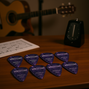 Púas de Guitarra de 5 Puntas, Calibre Medio, Celuloide Morado, 12 Unidades, Hechas en EE. UU. para Guitarra Acústica, Eléctrica y Bajo - Product Image 2