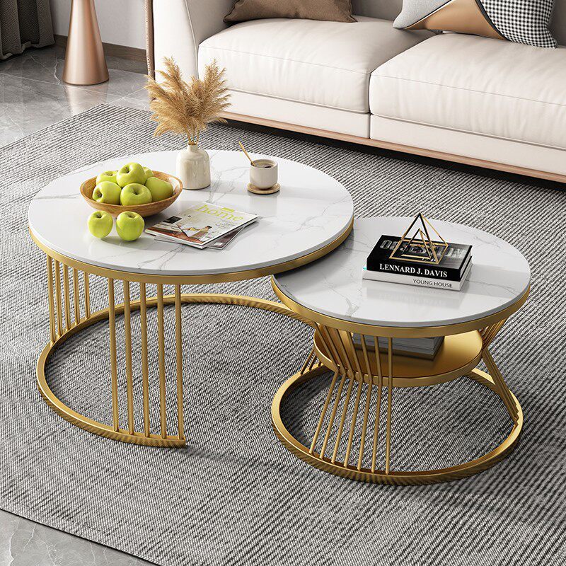 gold frame-snow mountain white stone slab
