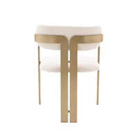 Chaise de salle à manger de luxe moderne avec pieds en acier inoxydable, fauteuil rembourré en tissu Teddy avec dossier, pour hôtel, restaurant, bar à domicile