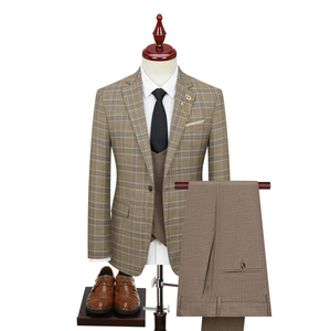 <span class=keywords><strong>Ensemble</strong></span> de <span class=keywords><strong>costume</strong></span> à <span class=keywords><strong>carreaux</strong></span> pour <span class=keywords><strong>homme</strong></span> - Style professionnel version coréenne - Tenue formelle ajustée - Vêtement de mariage pour le témoin et le marié - <span class=keywords><strong>Costume</strong></span> pour <span class=keywords><strong>homme</strong></span> - Product Image 1