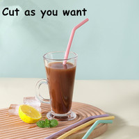 Lot de 4 pailles pliées extra longues de 29cm, réutilisables, en silicone résistant à la chaleur, pour différentes tasses.