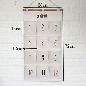 Sac de rangement numérique suspendu en coton et lin à 12 poches pour portes, murs et placards – Organisateur mural et de porte - Product Image 3