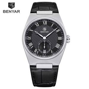 Personaliza Tu Propio Logotipo, Reloj BENYAR 5199, Precio de Fábrica, Diseño Moderno, Correa de Cuero Genuino, Relojes de Cuarzo para Hombre - Product Image 2