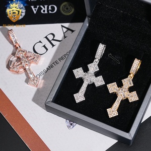 Gra giấy chứng nhận vượt qua Kim Cương Tester hip hop Iced ra 925 sterling <span class=keywords><strong>Silver</strong></span> vvs moissanite kim cương Jesus duy nhất chéo Mặt dây chuyền - Product Image 3
